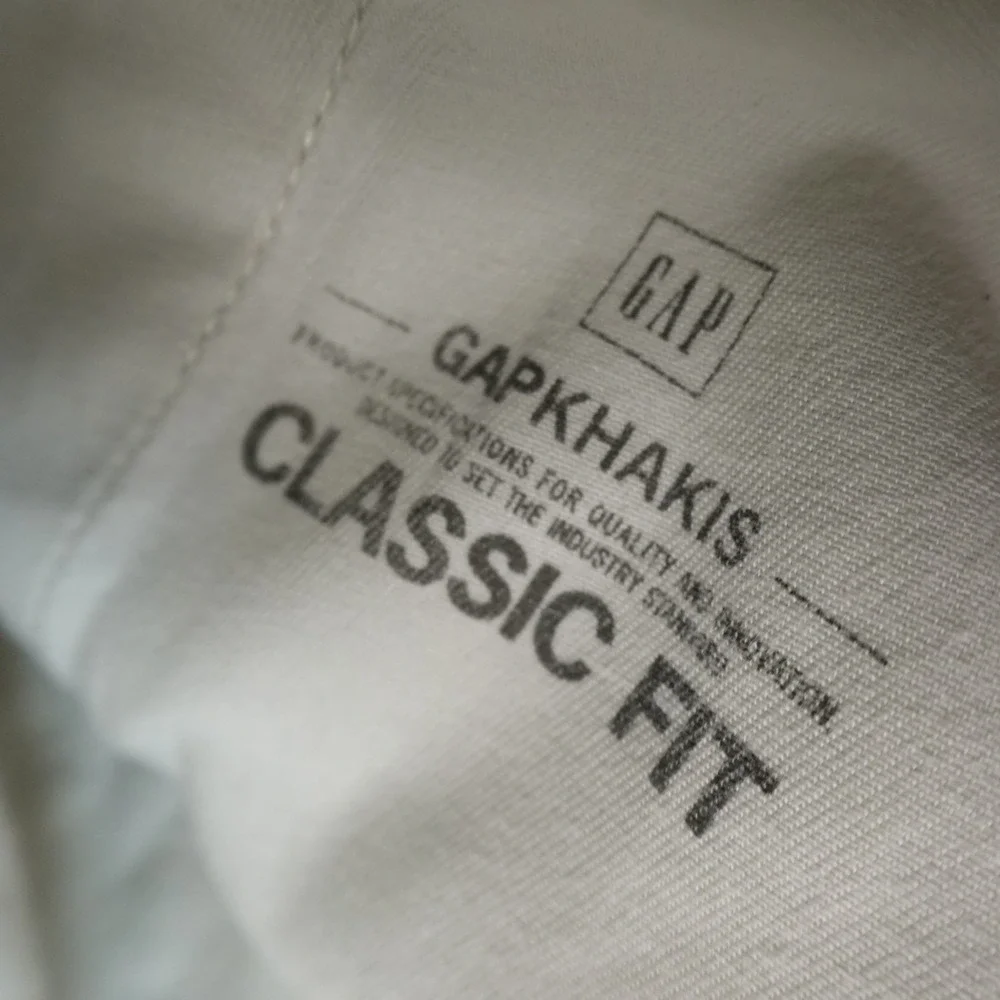 Gap Pants Mens 38X32 Beige Khaki Flat Front Chino Trouser‎ Classic Fit Wide Leg